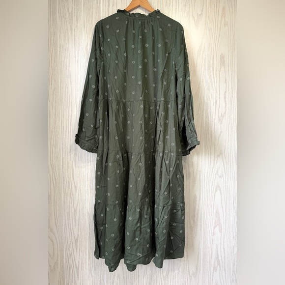 Madewell Dark Forest Tie-Neck Tiered Midi Dress - Stardot, Size 2X, NWT - Picture 6 of 6